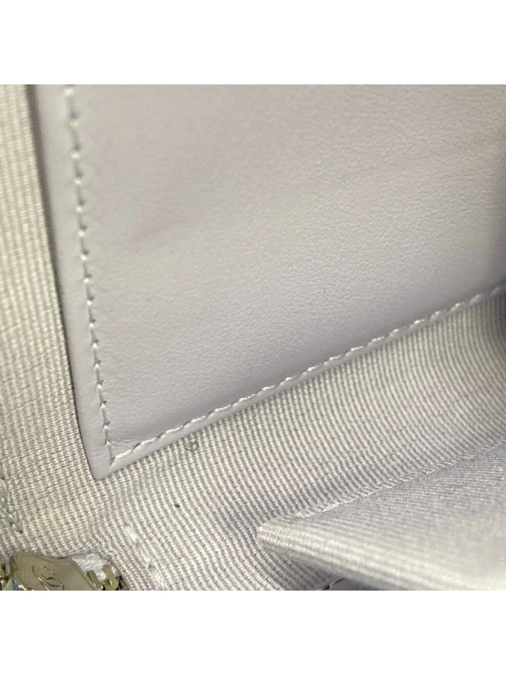 Chanel Coin Purse Quilted Light Purple L-shaped Zipper Silver